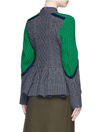 Back View - Click To Enlarge - SACAI - Flare back chunky mix knit cardigan