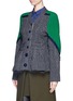 Front View - Click To Enlarge - SACAI - Flare back chunky mix knit cardigan