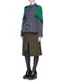 Figure View - Click To Enlarge - SACAI - Flare back chunky mix knit cardigan