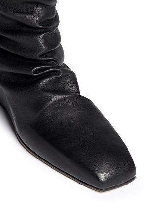 Detail View - Click To Enlarge - RICK OWENS  - Square toe stretch leather thigh hihg boots