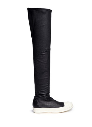 Main View - Click To Enlarge - RICK OWENS  - 'Ramones' leather thigh high boots