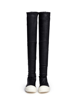 Figure View - Click To Enlarge - RICK OWENS  - 'Ramones' leather thigh high boots