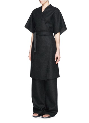 Front View - Click To Enlarge - THE ROW - 'Adnon' wool melton kimono wrap coat