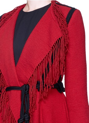Detail View - Click To Enlarge - LANVIN - Fringe drape front wool blend coat