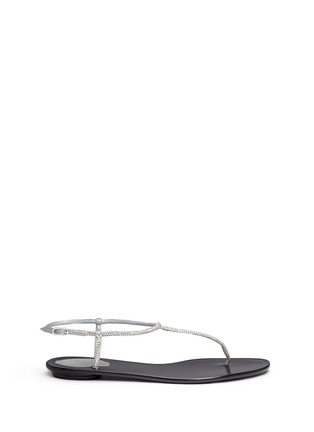 Main View - Click To Enlarge - RENÉ CAOVILLA - Strass satin T-strap flat sandals