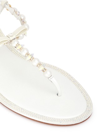 Detail View - Click To Enlarge - RENÉ CAOVILLA - Strass pavé rim faux pearl leather sandals