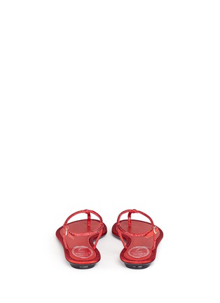 Back View - Click To Enlarge - RENÉ CAOVILLA - 'Cupido' strass border satin T-strap sandals