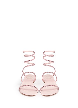 Figure View - Click To Enlarge - RENÉ CAOVILLA - 'Snake' strass pavé spring coil anklet leather sandals