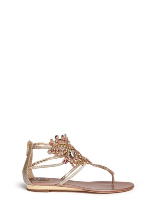 Main View - Click To Enlarge - RENÉ CAOVILLA - Strass snake effect leather sandals