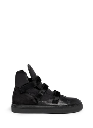 Main View - Click To Enlarge - ANN DEMEULEMEESTER - Pony hair strap leather sneakers