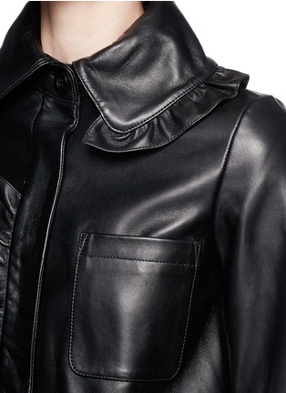 Detail View - Click To Enlarge - NICOPANDA - Ruffle edge leather coat