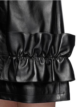 Detail View - Click To Enlarge - NICOPANDA - Ruffle edge leather coat