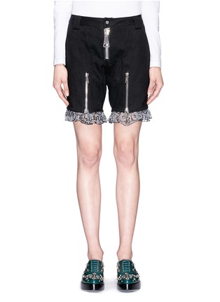 Main View - Click To Enlarge - NICOPANDA - Panda embroidery lace hem twill shorts