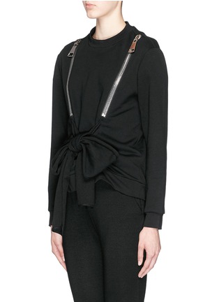 Front View - Click To Enlarge - NICOPANDA - Oversize zip knot front unisex sweatshirt