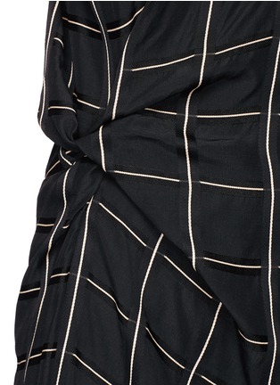 Detail View - Click To Enlarge - LANVIN - Asymmetric drape knot washed satin check dress