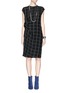 Figure View - Click To Enlarge - LANVIN - Asymmetric drape knot washed satin check dress