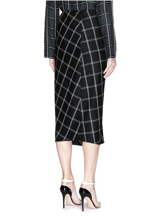 Back View - Click To Enlarge - LANVIN - Ruched check wool blend flannel pencil skirt