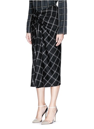 Front View - Click To Enlarge - LANVIN - Ruched check wool blend flannel pencil skirt