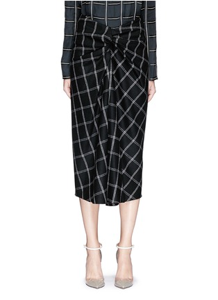 Main View - Click To Enlarge - LANVIN - Ruched check wool blend flannel pencil skirt