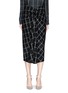 Main View - Click To Enlarge - LANVIN - Ruched check wool blend flannel pencil skirt