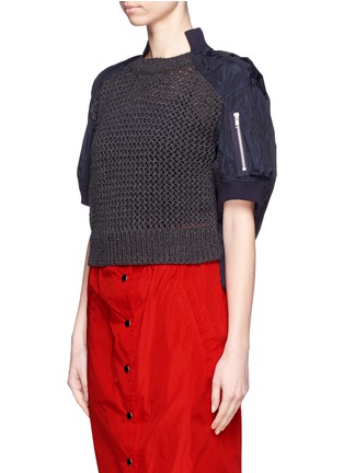 Front View - Click To Enlarge - SACAI - Open knit front nylon top