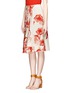 Front View - Click To Enlarge - STELLA MCCARTNEY - Floral wood-block print silk flare skirt