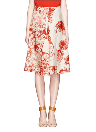 Main View - Click To Enlarge - STELLA MCCARTNEY - Floral wood-block print silk flare skirt