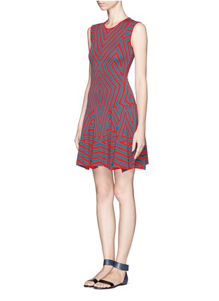 Figure View - Click To Enlarge - RVN - Intarsia flared dress