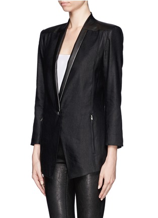 Front View - Click To Enlarge - HELMUT LANG - Linen and leather trim tuxedo blazer