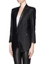 Front View - Click To Enlarge - HELMUT LANG - Linen and leather trim tuxedo blazer