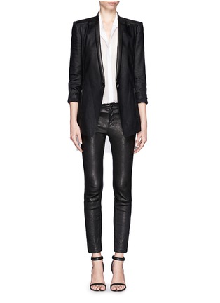 Figure View - Click To Enlarge - HELMUT LANG - Linen and leather trim tuxedo blazer