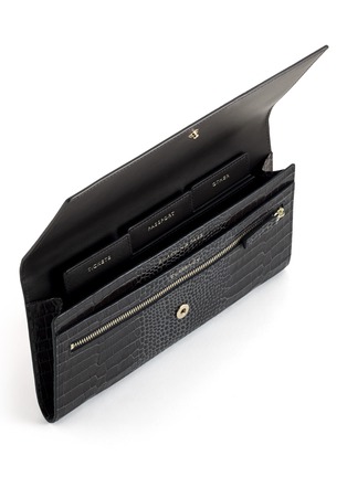 Detail View - Click To Enlarge - SMYTHSON - 'Mara' croc embossed leather travel wallet - Charcoal