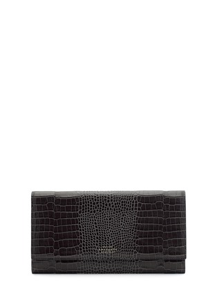 Main View - Click To Enlarge - SMYTHSON - 'Mara' croc embossed leather travel wallet - Charcoal