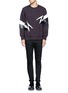 Figure View - Click To Enlarge - NEIL BARRETT - Thunderbolt faux leather panel sweatshirt