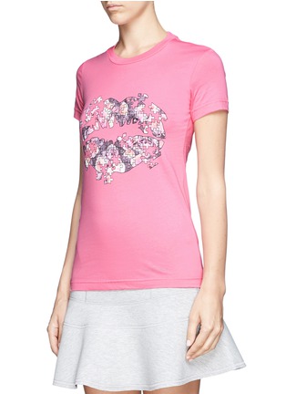 Front View - Click To Enlarge - MARKUS LUPFER - Rose jigsaw smacker lip print T-shirt