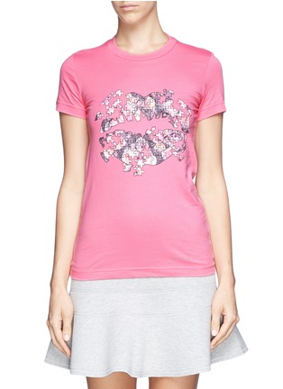 Main View - Click To Enlarge - MARKUS LUPFER - Rose jigsaw smacker lip print T-shirt