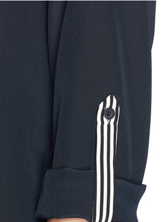 Detail View - Click To Enlarge - DIANE VON FURSTENBERG - Stripe trimmed long-sleeve button-down blouse