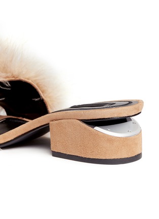 Detail View - Click To Enlarge - ALEXANDER WANG - 'Lou' Marabou feather cutout heel suede sandals