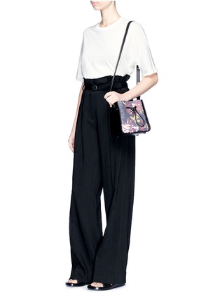 Figure View - Click To Enlarge - 3.1 PHILLIP LIM - 'Soleil' mini floral denim and leather bucket bag