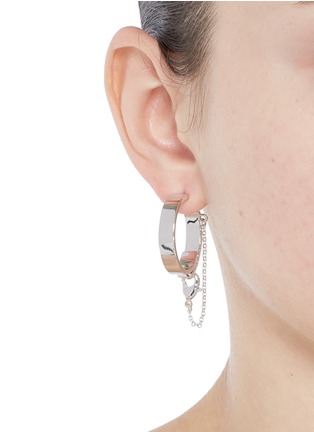 Figure View - Click To Enlarge - EDDIE BORGO - 'Thin Safety Chain' hoop earrings