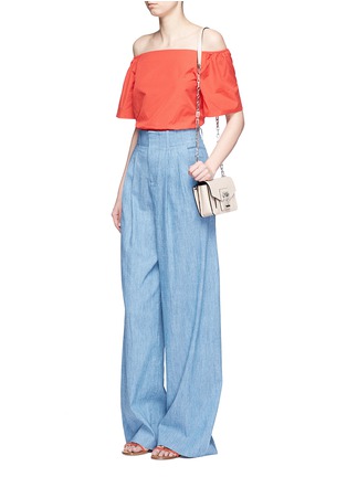 Figure View - Click To Enlarge - ALICE & OLIVIA - Eloise' chambray wide leg pants