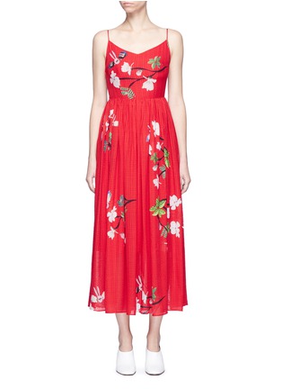 Main View - Click To Enlarge - HELEN LEE - Flying bunny and floral print silk dress