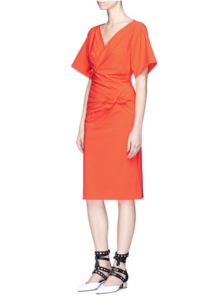 Figure View - Click To Enlarge - EMILIO PUCCI - Knotted wrap front stretch crepe dress