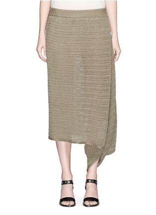 Main View - Click To Enlarge - STELLA MCCARTNEY - Chunky stitch asymmetric linen knit skirt