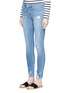 Front View - Click To Enlarge - FRAME - 'Le Skinny de Jeanne' mid rise ripped jeans