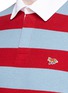 Detail View - Click To Enlarge - MAISON KITSUNÉ - Stripe patchwork cotton-linen polo shirt