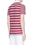 Back View - Click To Enlarge - MAISON KITSUNÉ - Stripe patchwork cotton-linen polo shirt