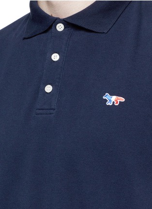 Detail View - Click To Enlarge - MAISON KITSUNÉ - Fox logo appliqué cotton polo shirt