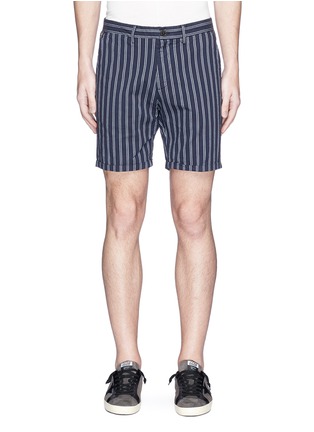 Main View - Click To Enlarge - SCOTCH & SODA - Stripe cotton twill skinny shorts