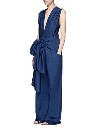 Figure View - Click To Enlarge - TOME - Oversized bow cotton jumpsuit